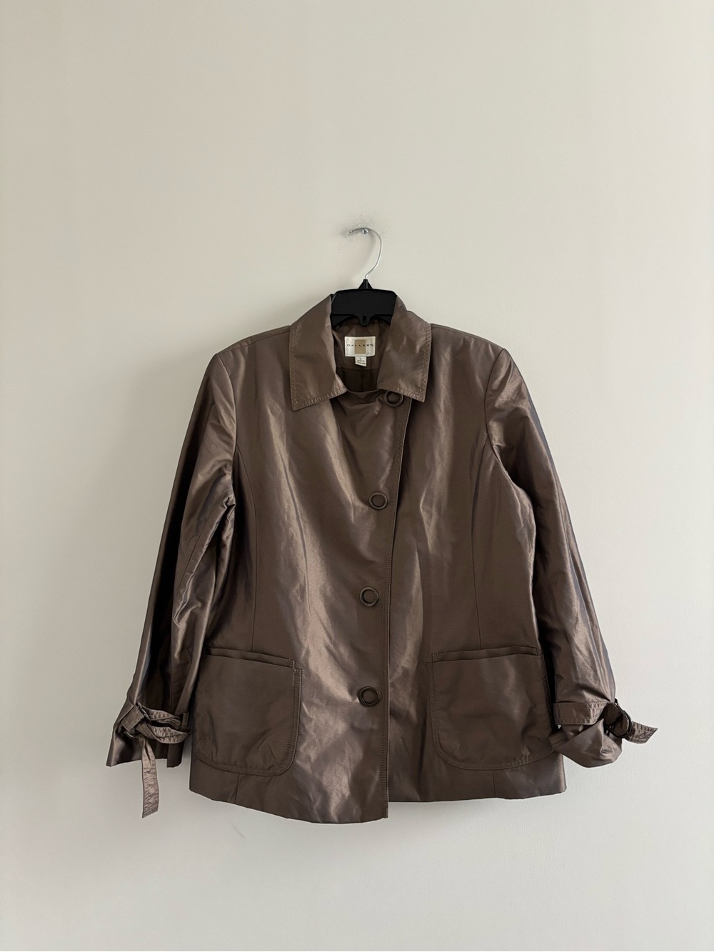 Vintage Gallery Jacket Brown Metallic Double Breasted Womens L Classic Outdoor